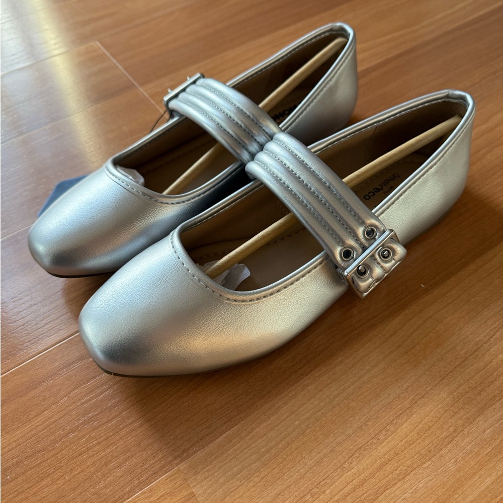 Metallic silver Mary Jane ballet flats Women's sonoma 7.5 - Picture 8 of 8